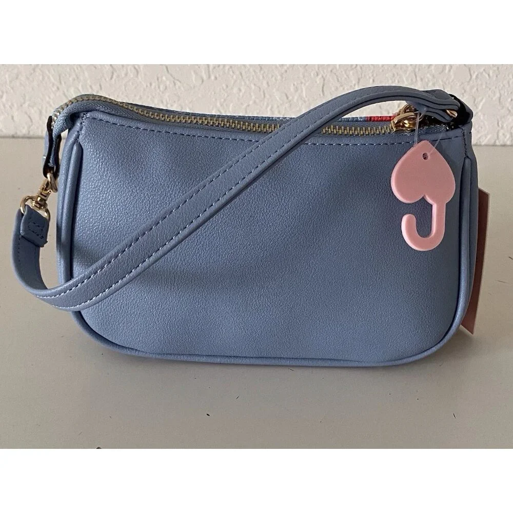 Juicy‎ Couture Berry Sweet Convertible Wristlet Dusty Blue Red Purse Bag NEW